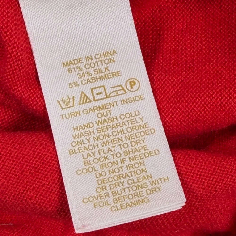 Kate Spade Red Embellished Cardigan Sweater Medium Silk Cashmere Cotton C258